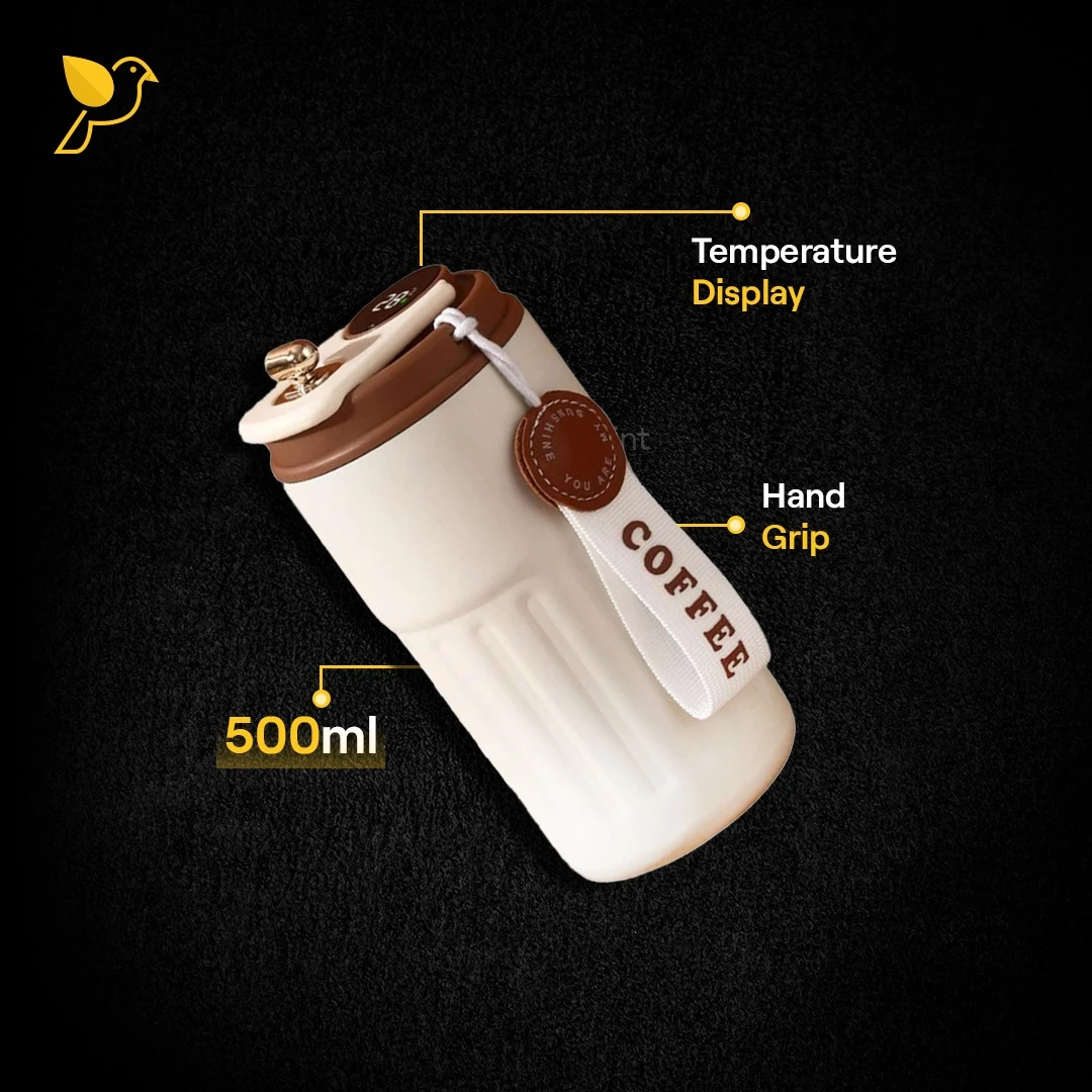 Premium Metal Flask Steel Vacuum Flask 500ml built-in temperature display
